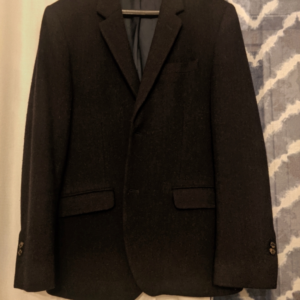 Massimo Dutti Flannel Blazer, 40R US, Midnight Blue